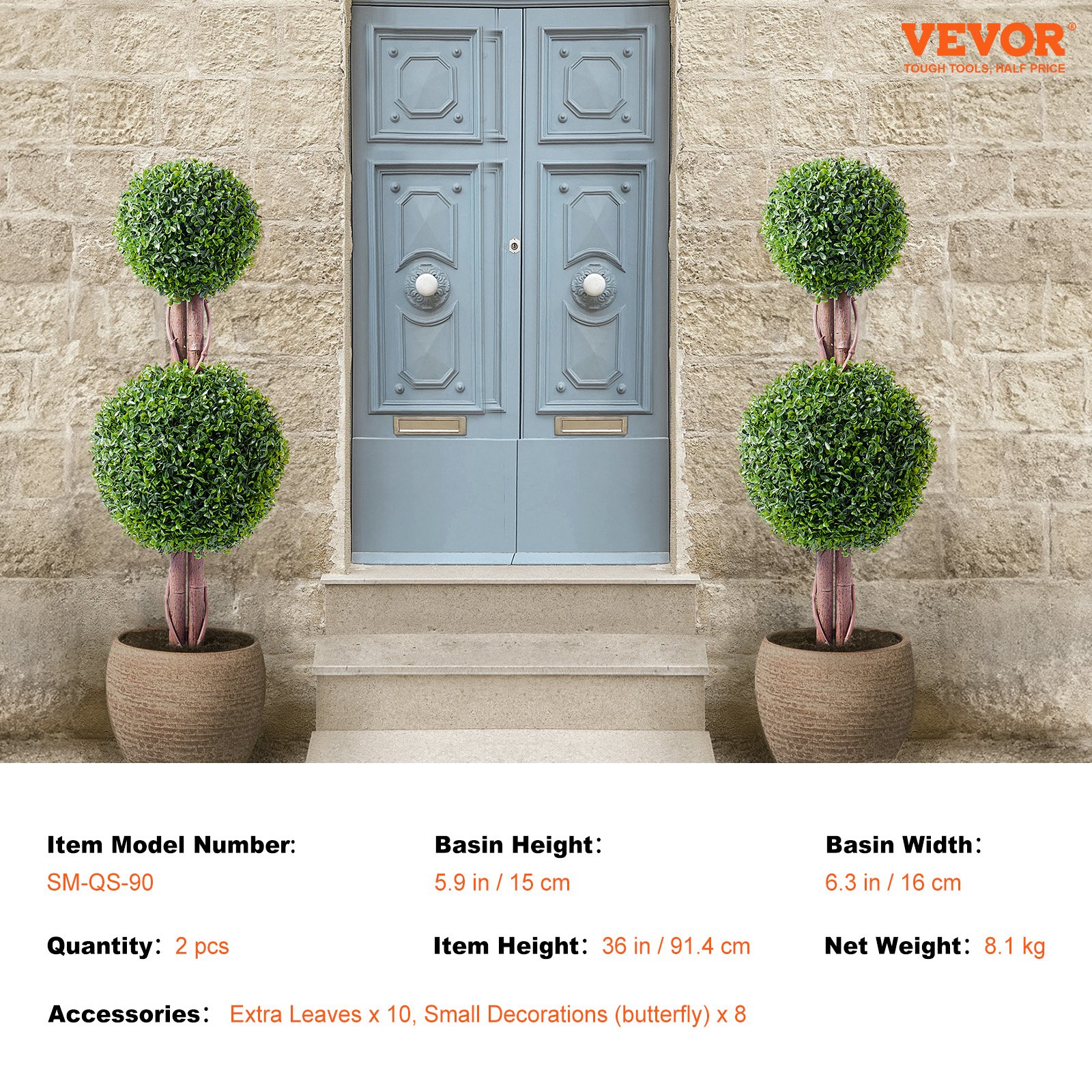 V952-HYMRGXJS48YCKHMZUV0-202507141723-06 VEVOR 2 Pack 91.4cm Artificial Boxwood Topiary Tree Faux Plant UV Decor In/Outdoor - Image 7