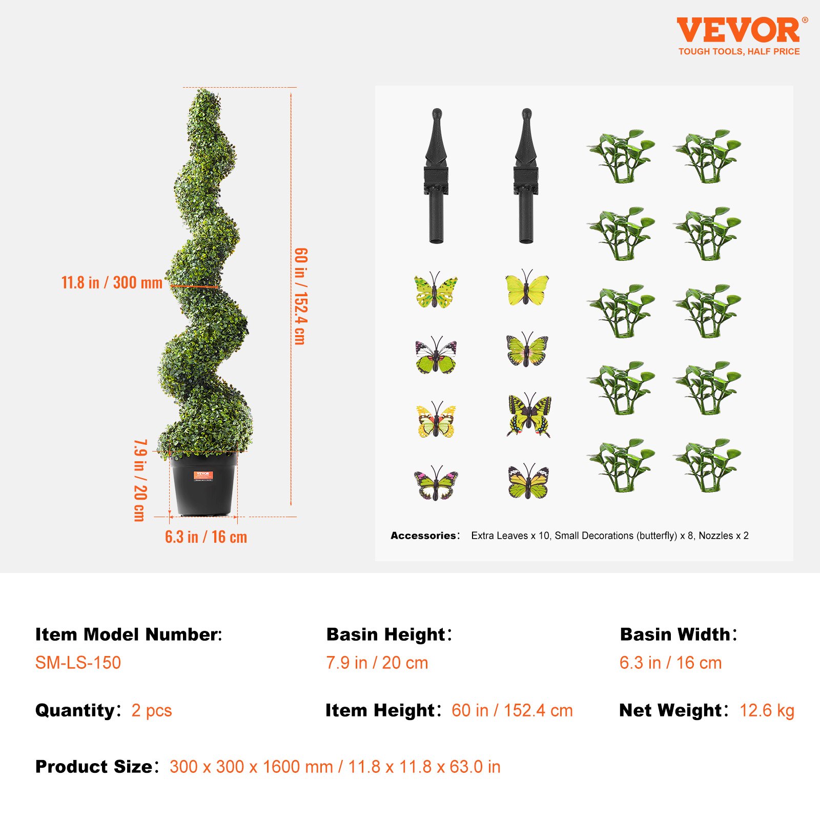 V952-HYMRGXJS60YCC0X1LV0-202507141727-06 VEVOR 2 Pack 152.4cm Artificial Boxwood Topiary Tree Faux Plant UV Decor In/Outdoor - Image 7