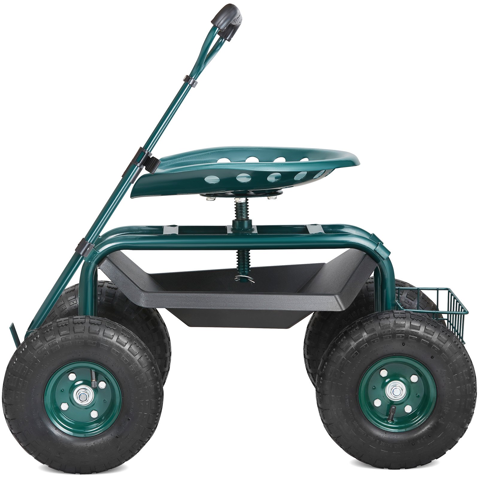 V952-KDJQXKQX0000M1EWPV0-202508011415-00 VEVOR Garden Cart Rolling Workseat with Wheels, Gardening Stool for Planting, 360 Degree Swivel Seat, Wagon Scooter with Steering Handle & Utility Tool Tray, Use for Patio, Yard, and Outdoors, Green - Image 1