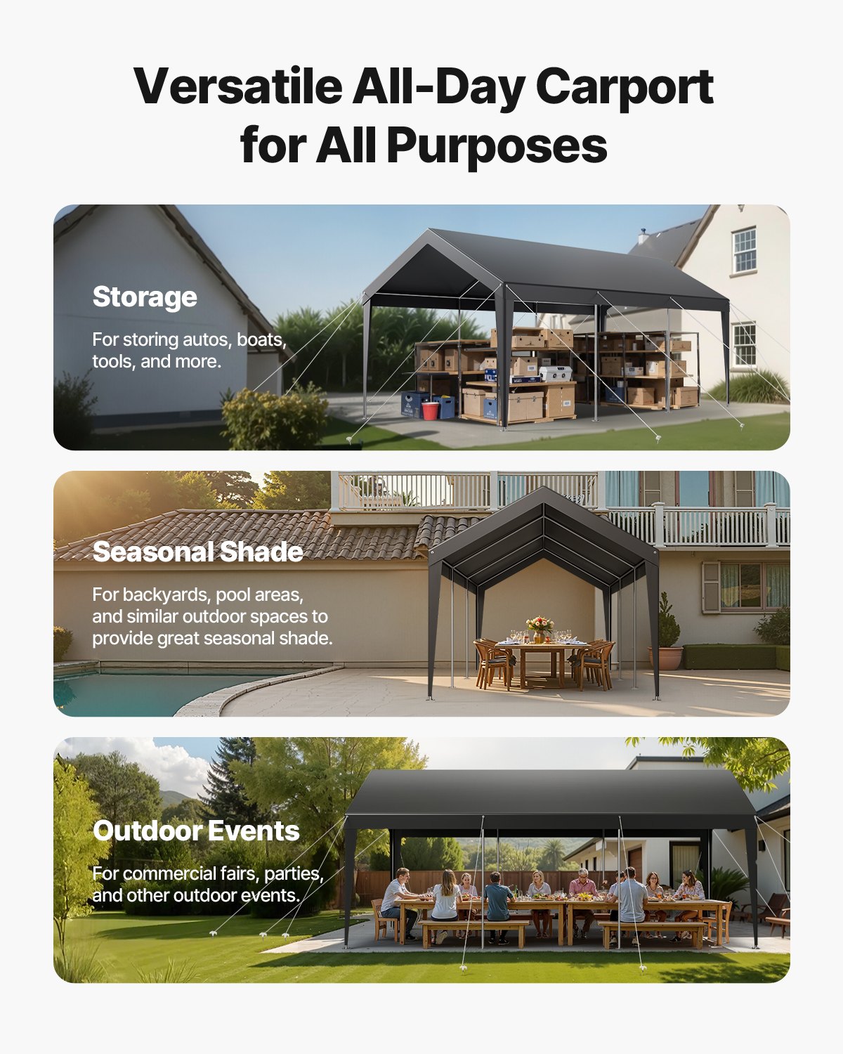 V952-KFSJSQCCKHS8DE5CF001V0-202508011345-06 VEVOR Carport Car Canopy 10 x 20 FT Heavy Duty Portable Car Shelter Tent Grey - Image 7