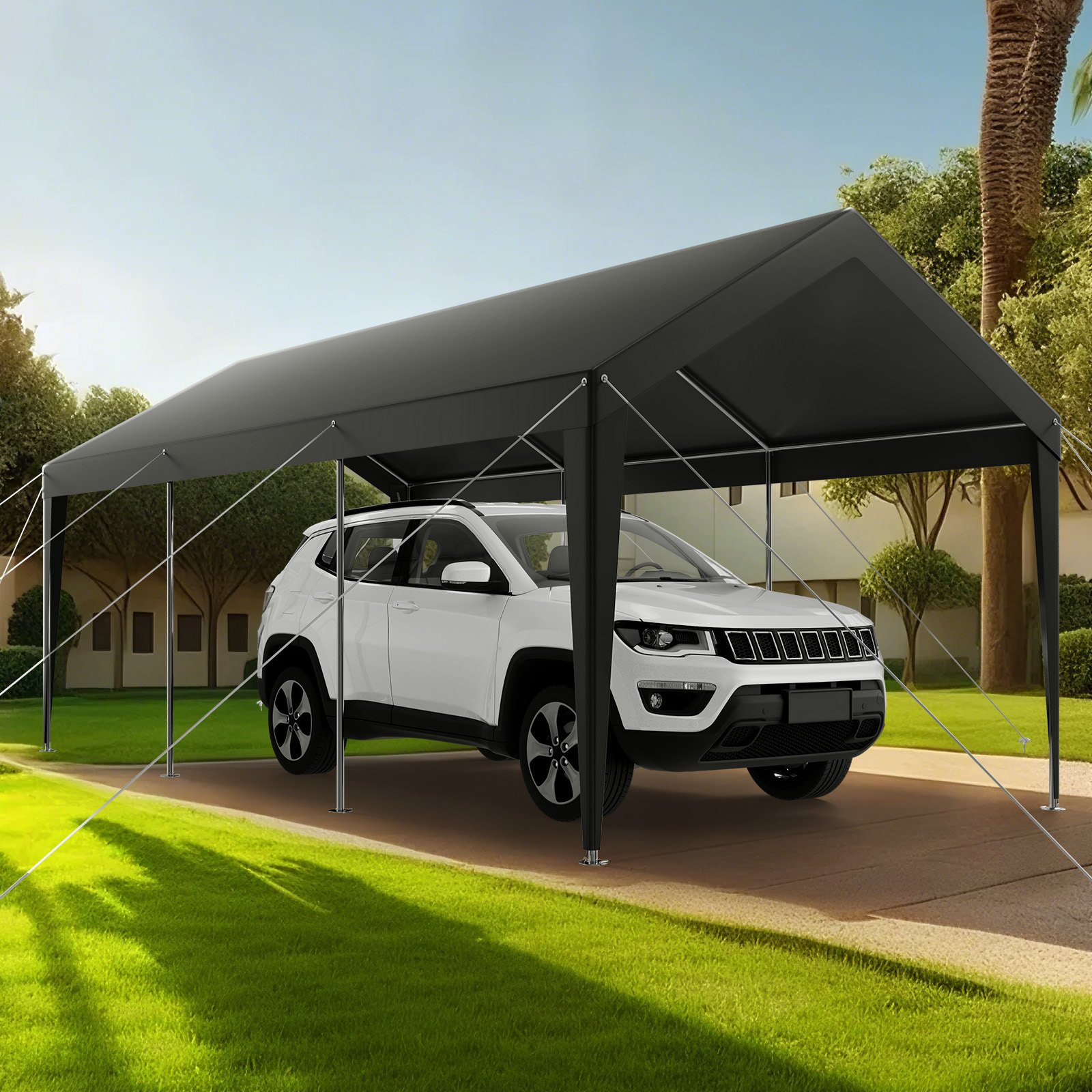 V952-KFSJSQCCKHS8DE5CF001V0-202508011345-07 VEVOR Carport Car Canopy 10 x 20 FT Heavy Duty Portable Car Shelter Tent Grey - Image 8