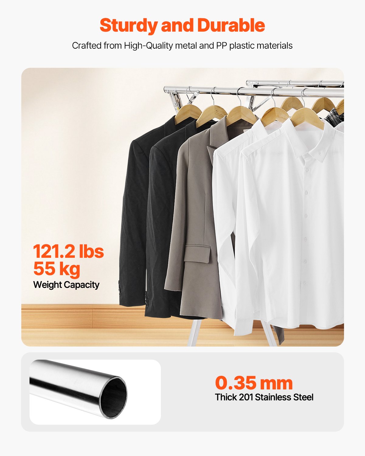 V952-LDSLYJXX1413RO4HO001V0-202508012220-02 VEVOR 2-Tier Telescopic Clothes Drying Rack w/ 30 Windproof Holes & 2 Shoe Hooks - Image 3