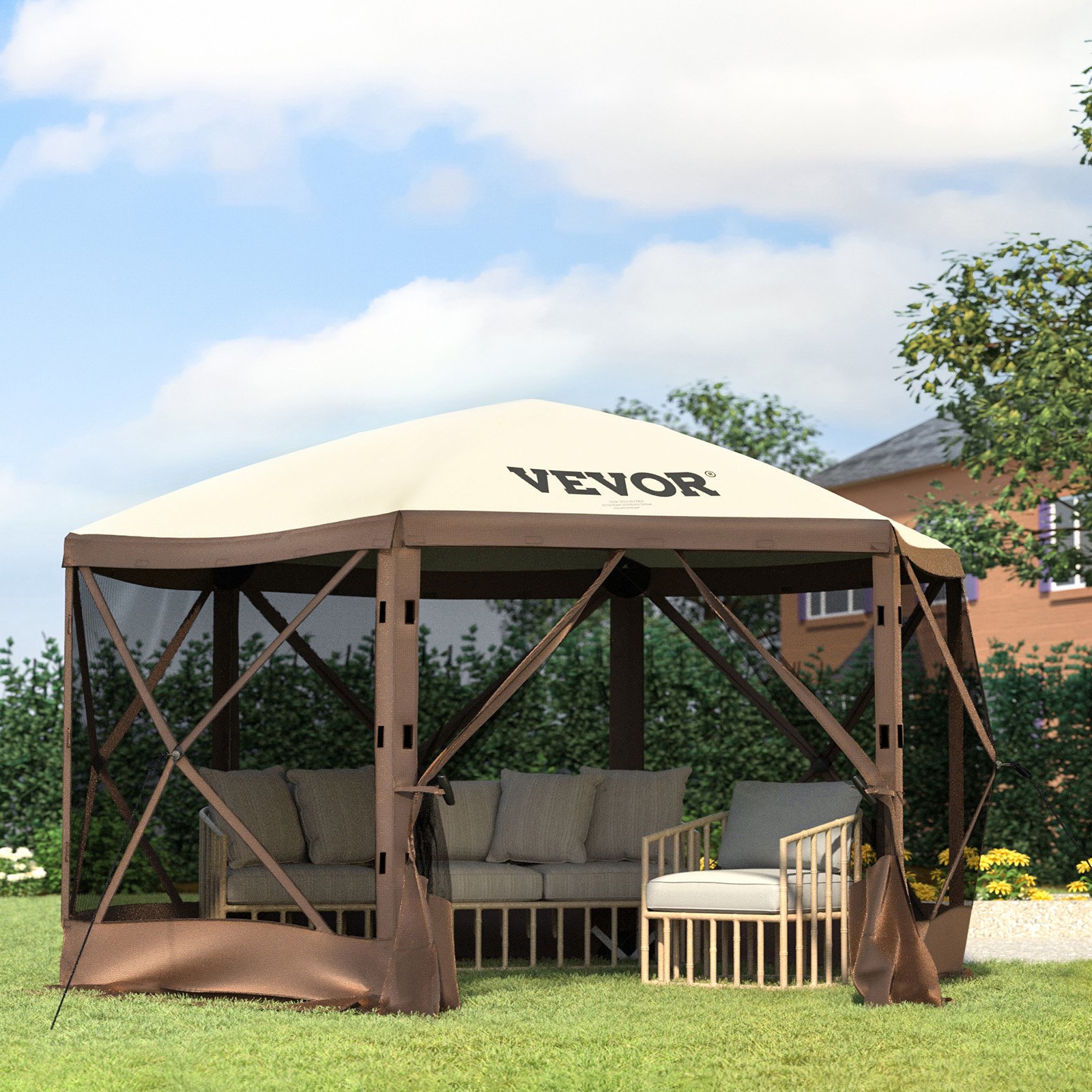 V952-MZY610FT10FT67P5KV0-202508011430-07 VEVOR Pop-up Camping Gazebo Camping Canopy Shelter 6 Sided 10' x 10' Sun Shade - Image 8