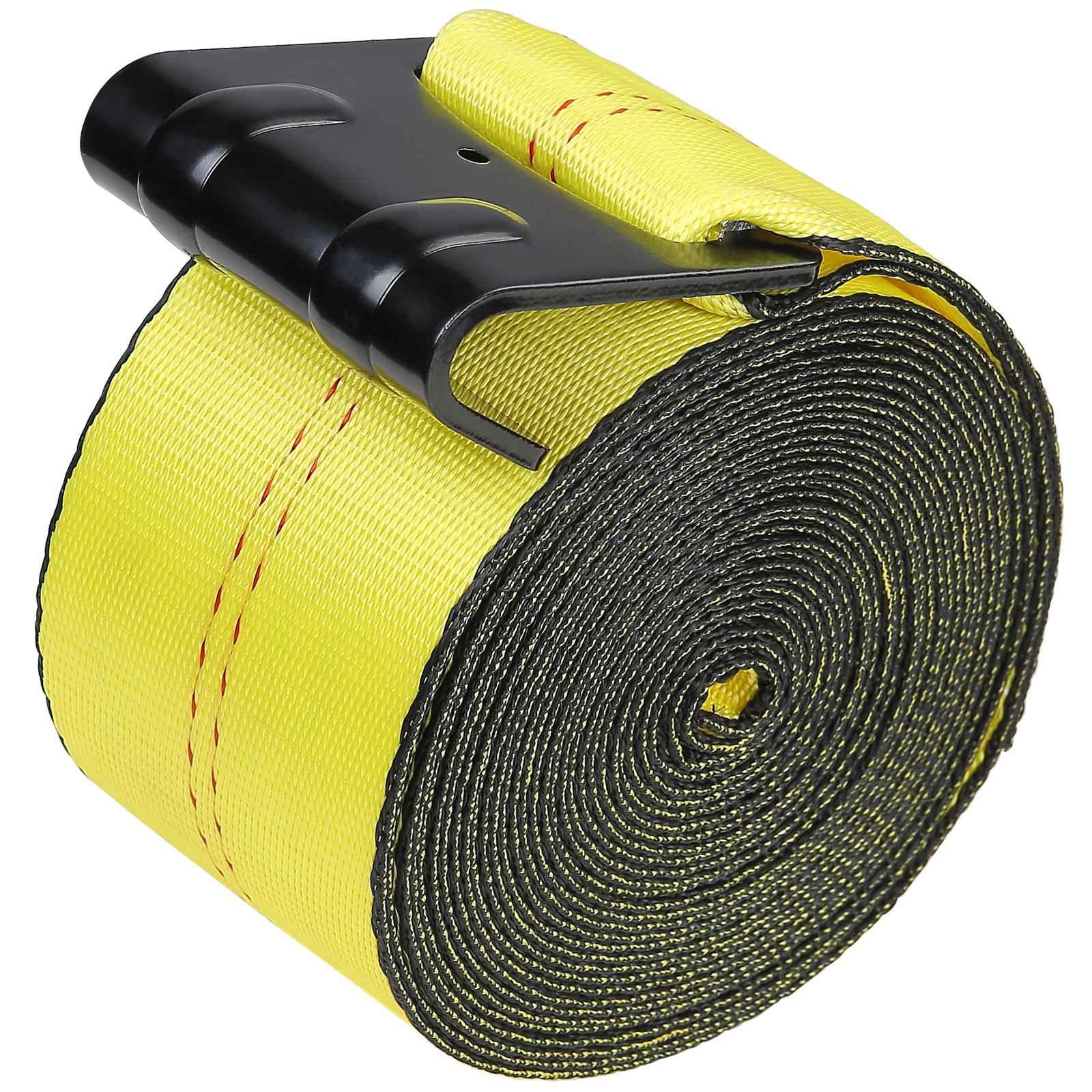 V952-PGJPDHS4INCH4XSZKV0-202507141228-00 VEVOR Winch Straps, 10.2 cm x 12.2 m, 2.7T Load Capacity, 8.2T Break Strength, Truck Straps with Flat Hook, Flatbed Tie Downs Cargo Control for Trailers, Farms, Rescues, Tree Saver, Yellow (10 Pack) - Image 1