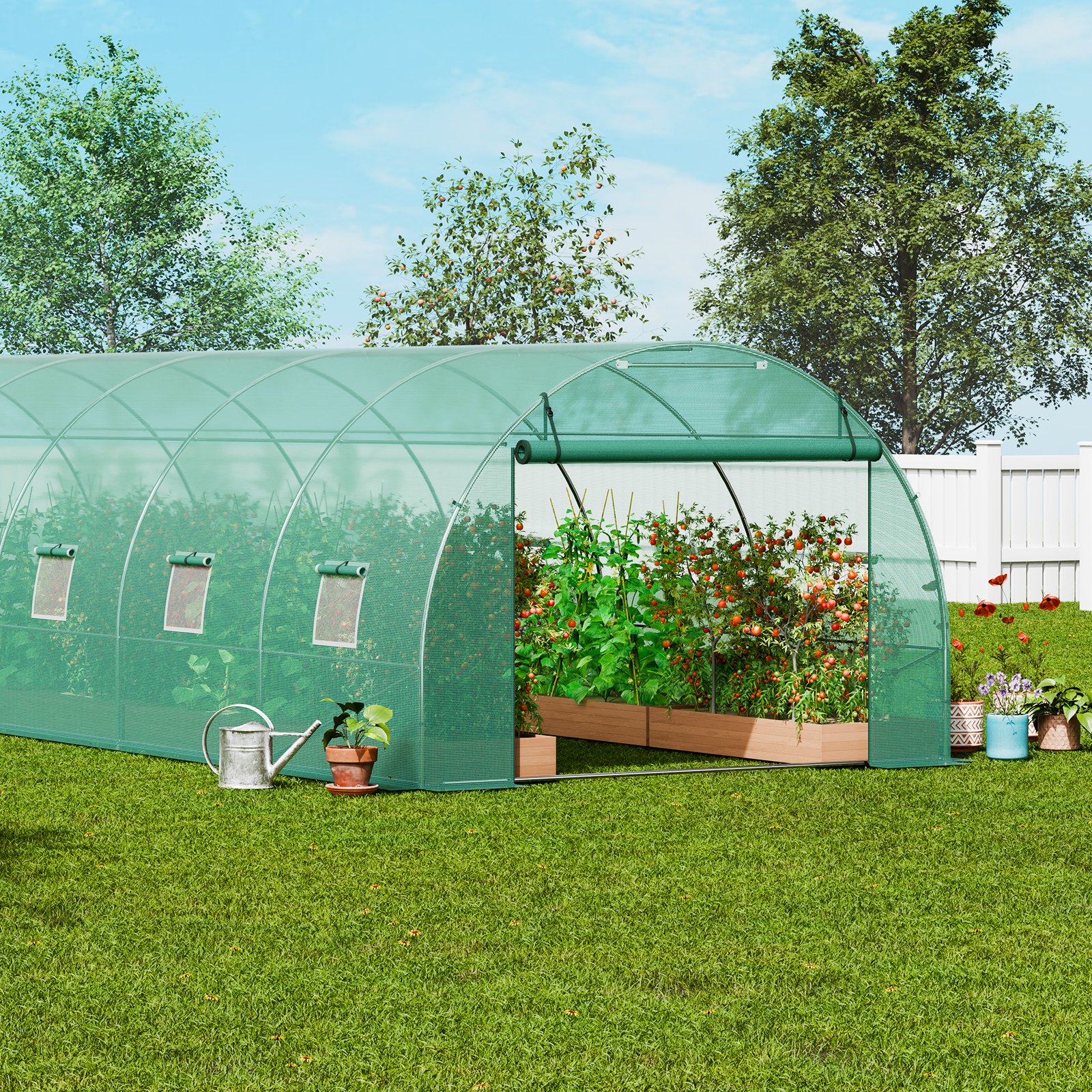 V952-SDXWS30X10X7LDOYEV0-202507141525-07 VEVOR Walk-in Tunnel Greenhouse 29.2x9.7x6.5ft Galvanized Frame PE Cover Green - Image 8