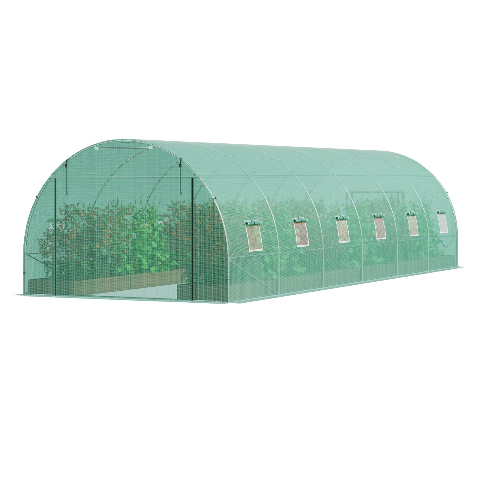 V952-SDXWS30X10X7LDOYEV0-202507141525-09 VEVOR Walk-in Tunnel Greenhouse 29.2x9.7x6.5ft Galvanized Frame PE Cover Green - Image 10