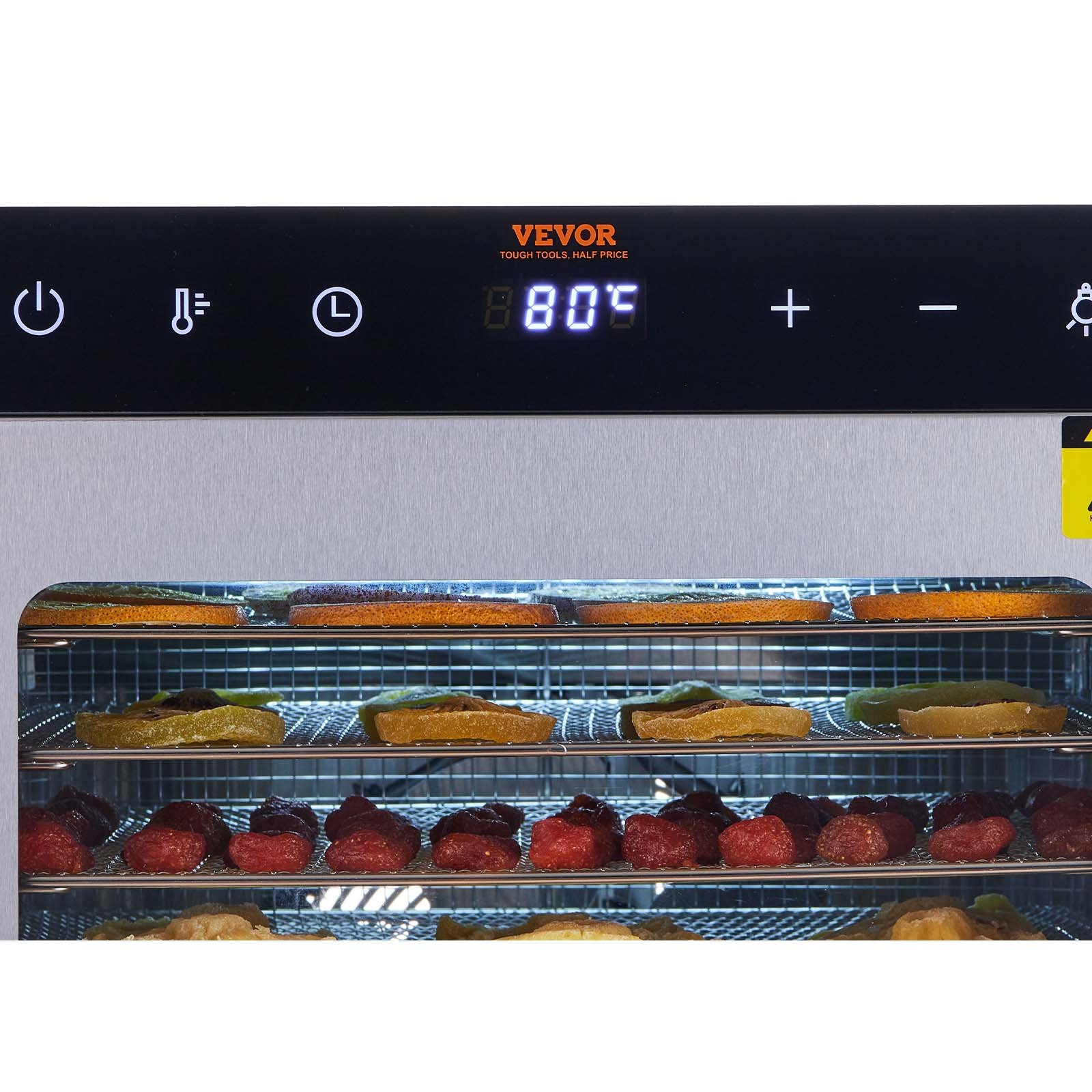 V952-SPF100548800WDQGIV3-202507141221-09 VEVOR 10 Trays Food Dehydrator Machine Stainless Steel 800W Jerky Fruit Drying - Image 10