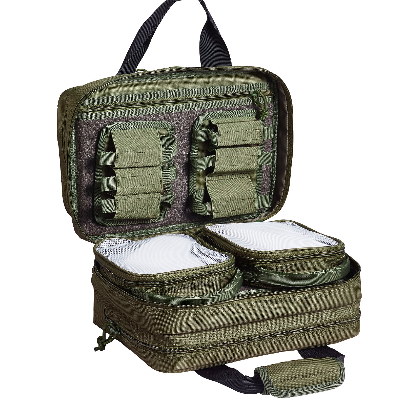 V952-SQBLS332023CK4MQXV0-202507141235-09 VEVOR Range Bag for 2 Pistols Tactical Gun Bag 2 Built-in Pistol Bags Green - Image 10