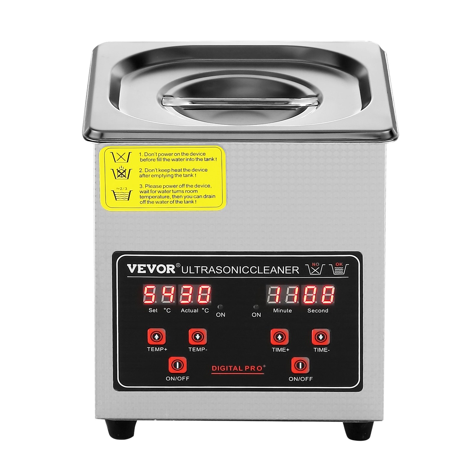 V952-SXCSBQXJ2L00KDK76V3-202507141810-00 VEVOR Ultrasonic Cleaner with Digital Timer & Heater, Professional Ultra Sonic Jewelry Cleaner, Stainless Steel Heated Cleaning Machine for Glasses Watch Rings Small Parts Circuit Board (2L) - Image 1