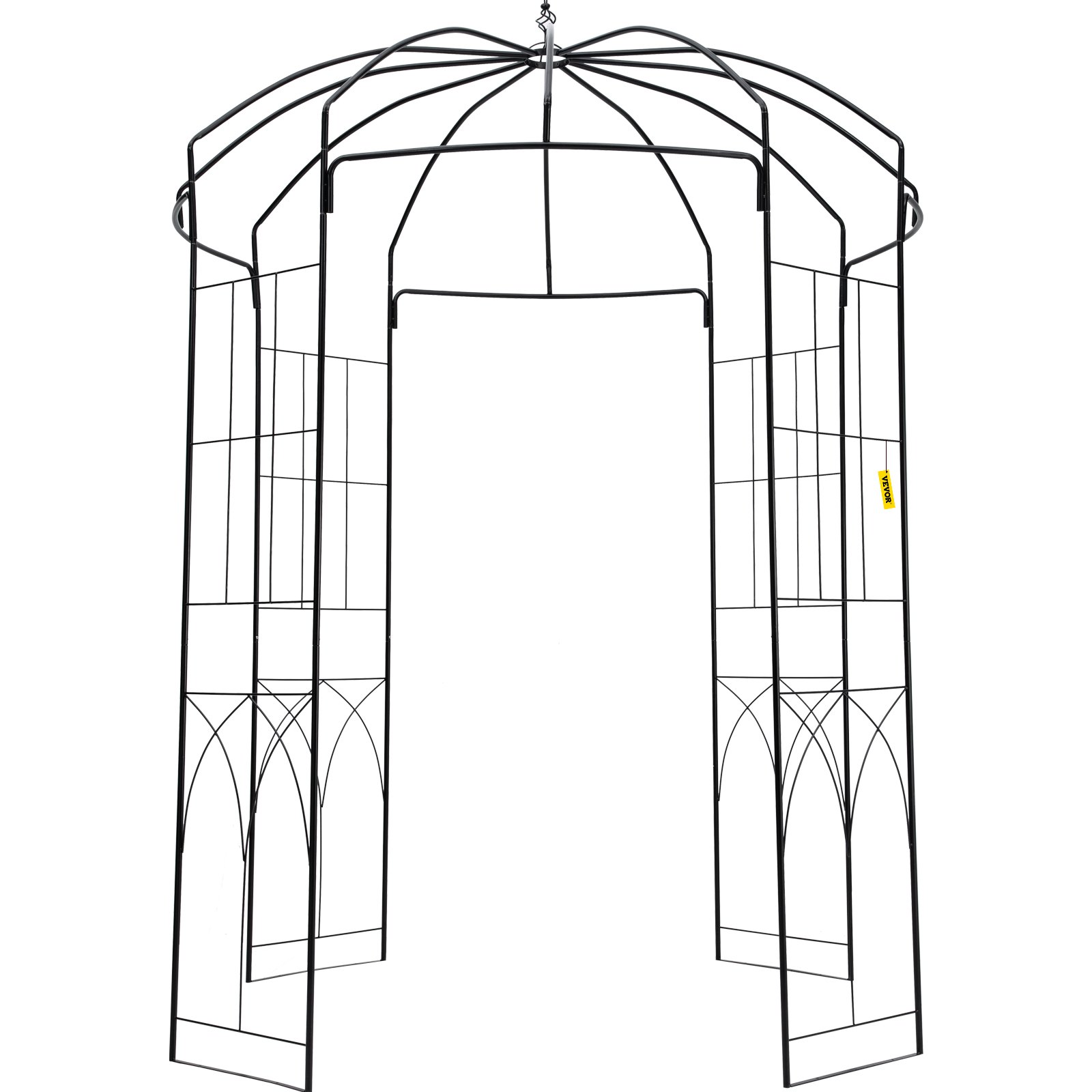 V952-TYHYGMYCHSNL9G07VV0-202508011342-08 VEVOR Birdcage Shape Garden Arbor, 9' High x 6.6' Wide, Heavy Duty Wrought Iron Arbor, Wedding Arch Trellis for Climbing Vines in Outdoor Garden, Lawn, Backyard, Patio, Black - Image 9