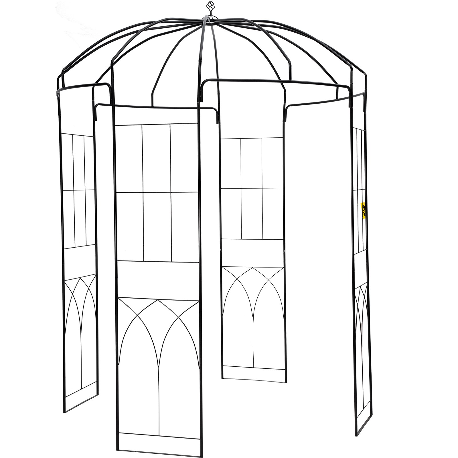 V952-TYHYGMYCHSNL9G07VV0-202508011342-09 VEVOR Birdcage Shape Garden Arbor, 9' High x 6.6' Wide, Heavy Duty Wrought Iron Arbor, Wedding Arch Trellis for Climbing Vines in Outdoor Garden, Lawn, Backyard, Patio, Black - Image 10