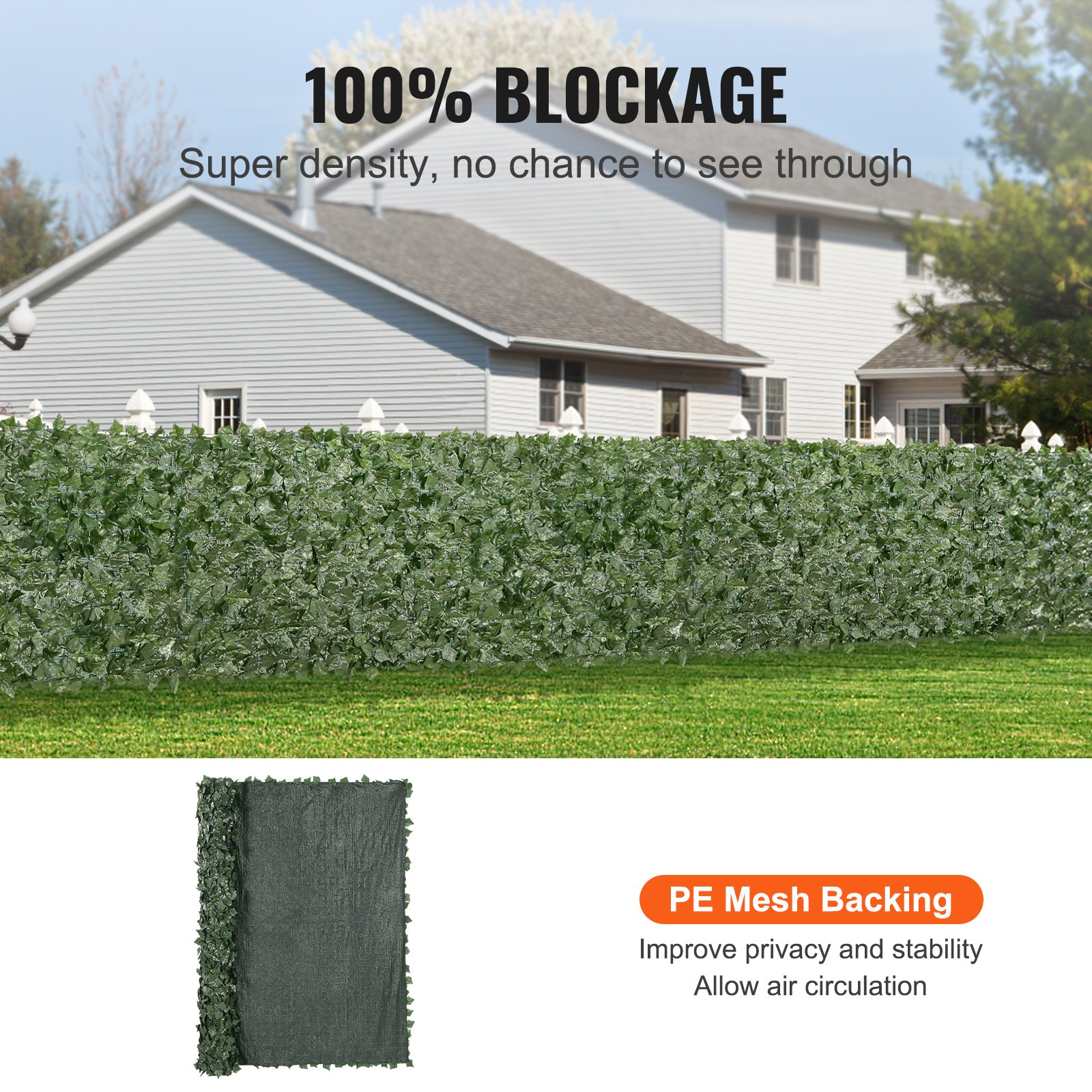 V952-WLSRZZWQ1J965BH6XV0-202507141233-02 VEVOR Ivy Privacy Fence, 1830 x 2440 mm Artificial Green Wall Screen, Greenery Ivy Fence with Mesh Cloth Backing and Strengthened Joint, Faux Hedges Vine Leaf Decoration for Outdoor Garden, Yard - Image 3