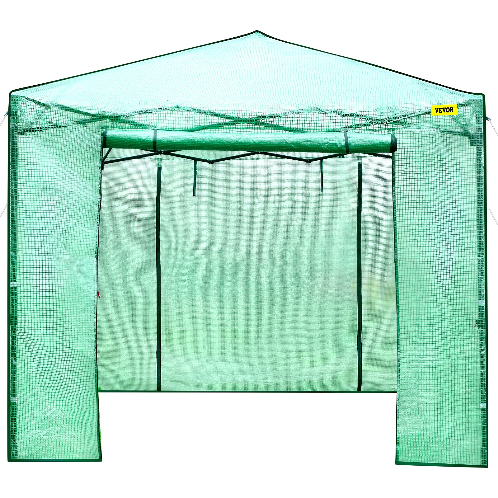 V952-ZDBXSHYW-128814R5V0-202507141511-09 VEVOR 12'x 8'x 8' Pop-Up Greenhouse, Set Up in Minutes, Portable Greenhouse with Doors & Windows. High Strength PE Cover & Powder-Coated Steel Construction - Image 10