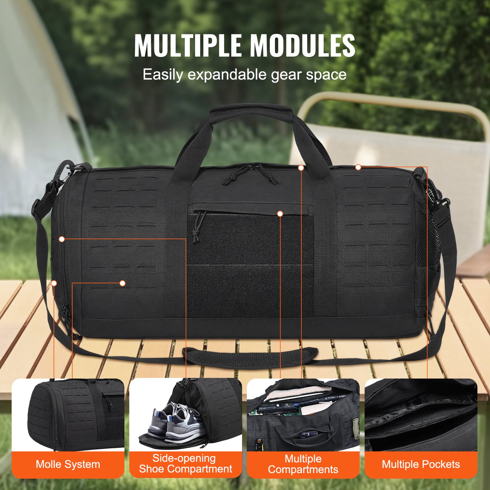 V952-ZSXLDHS45L00R8KMZV0-202507141617-04 VEVOR Tactical Duffle Bag 45L Gym Bag Duffle Molle Design & Shoe Compartment - Image 5
