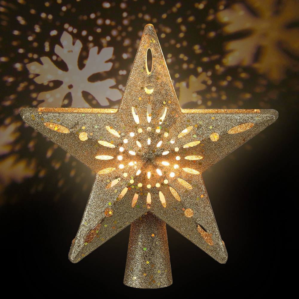 XM-TR-TOPPER-PROJECTOR-LED-202509081304-02 Jingle Jollys Christmas Tree Topper Star Snowflake Projector Party Glitter Gold - Image 3