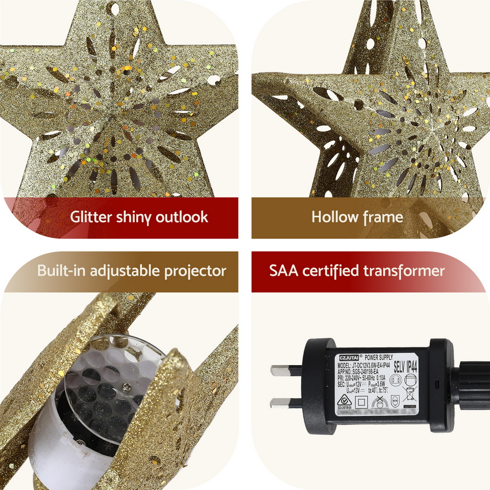 XM-TR-TOPPER-PROJECTOR-LED-202509081304-05 Jingle Jollys Christmas Tree Topper Star Snowflake Projector Party Glitter Gold - Image 6