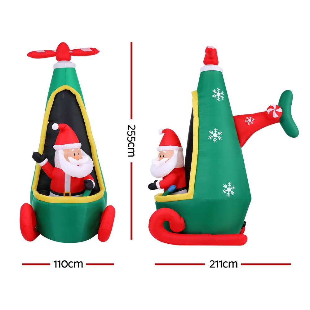 XMAS-INF-SAN-HELI-8FT-202508132012-01 Jingle Jollys Christmas Inflatable Santa in Helicopter 2.55M Height LED Illuminated Decorations - Image 2