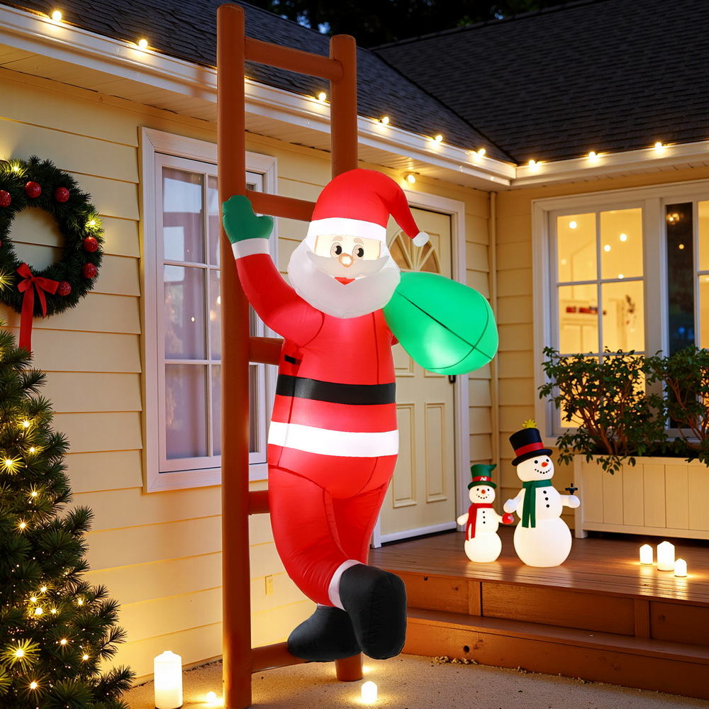 XMAS-INF-SAN-LAD-8FT-202508132012-06 Jingle Jollys Christmas Inflatable Santa Climbing Ladder 2.45M Height LED Decorations Illuminated - Image 7