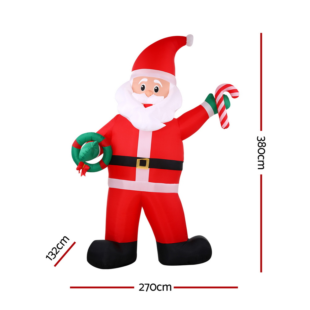XMAS-INF-SANTA-12FT-202508132012-01 Jingle Jollys Christmas Inflatable Giant Santa 3.8M Height LED Illuminated Decorations - Image 2