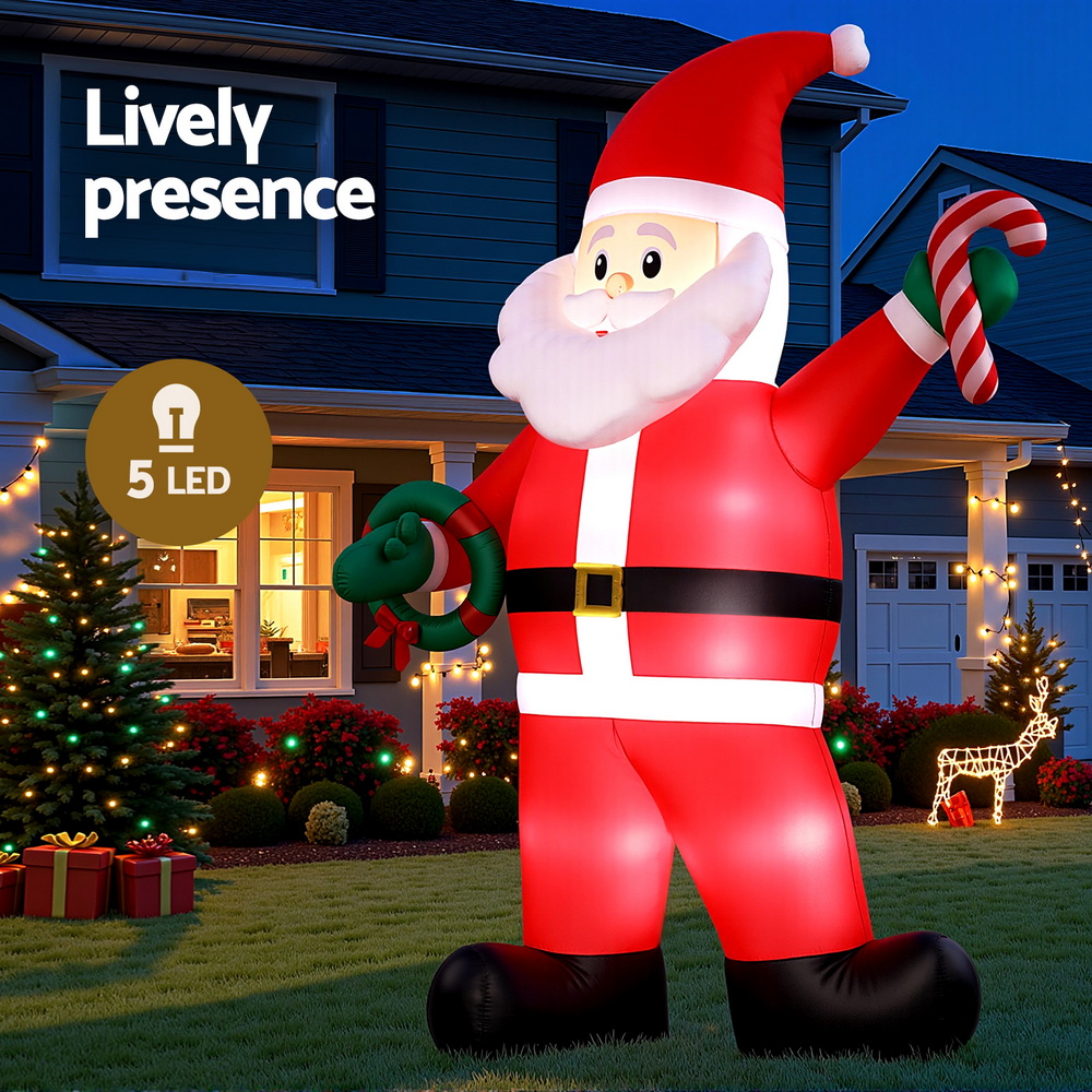 XMAS-INF-SANTA-12FT-202508132012-03 Jingle Jollys Christmas Inflatable Giant Santa 3.8M Height LED Illuminated Decorations - Image 4