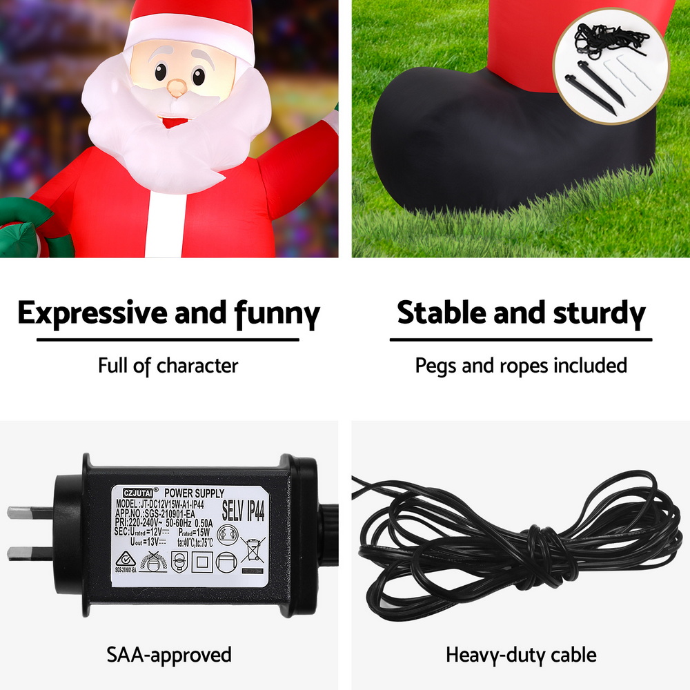 XMAS-INF-SANTA-12FT-202508132012-05 Jingle Jollys Christmas Inflatable Giant Santa 3.8M Height LED Illuminated Decorations - Image 6