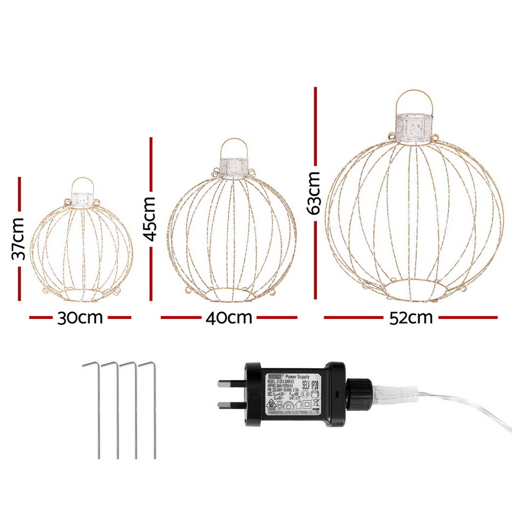XMAS-MOT-BALL01-WARM-202508132012-01 Jingle Jollys Christmas Lights 320 LED Fairy Light 3pcs Ball Decorations Set - Image 2